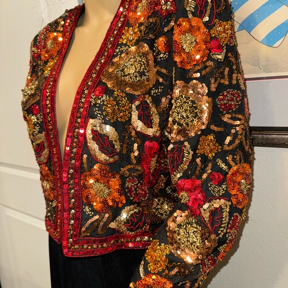 OLEG CASSINI SEQUIN BOLERO - Picture 3 of 7